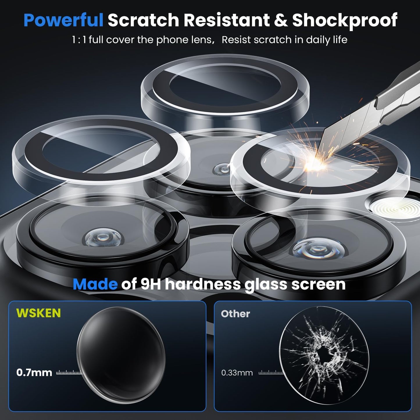 WSKEN for iPhone 16 Pro/iPhone 16 Pro Max Camera Lens Protector - [Original Shooting Model] Shatterproof Ultra HD Tempered Metal Glass Camera Screen Protector Cover Film Accessories