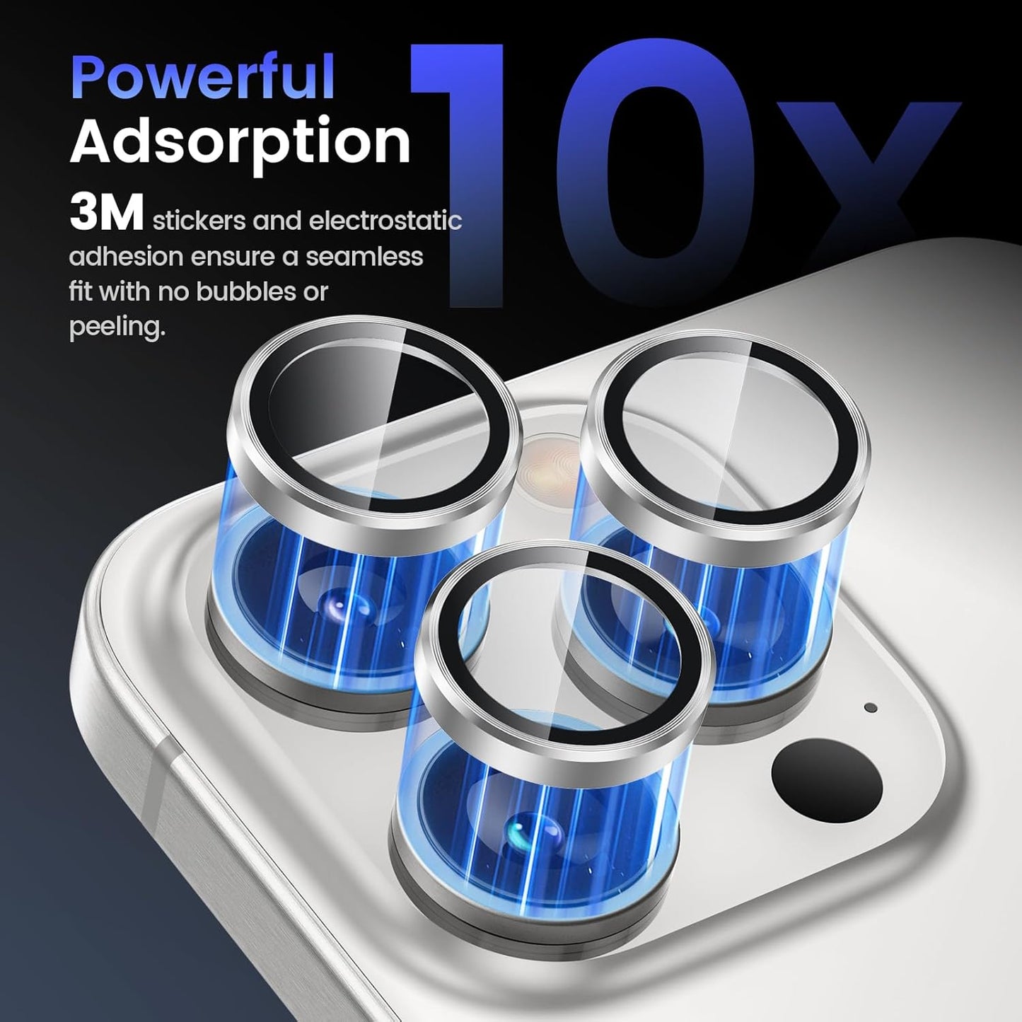 Tensea Camera Lens Protector Compatible for iPhone 16 Pro Max/16 Pro/14 Pro Max/14 Pro, Metal Aluminum Alloy Tempered Glass Cover Camera Screen Protector Accessories, Case Friendly