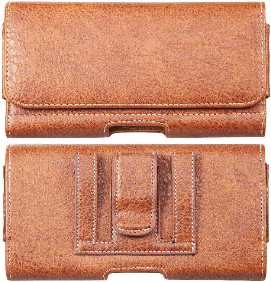 Galaxy Wireless USA for for Samsung Galaxy S25 S24 Ultra, S25 S24 Plus/S23 fe Holster Brown Leather Carrying Cell Phone Holder Belt Clip Holster Case Pouch for iPhone 13 14 15 16 Pro Max 14 15 16 Plus