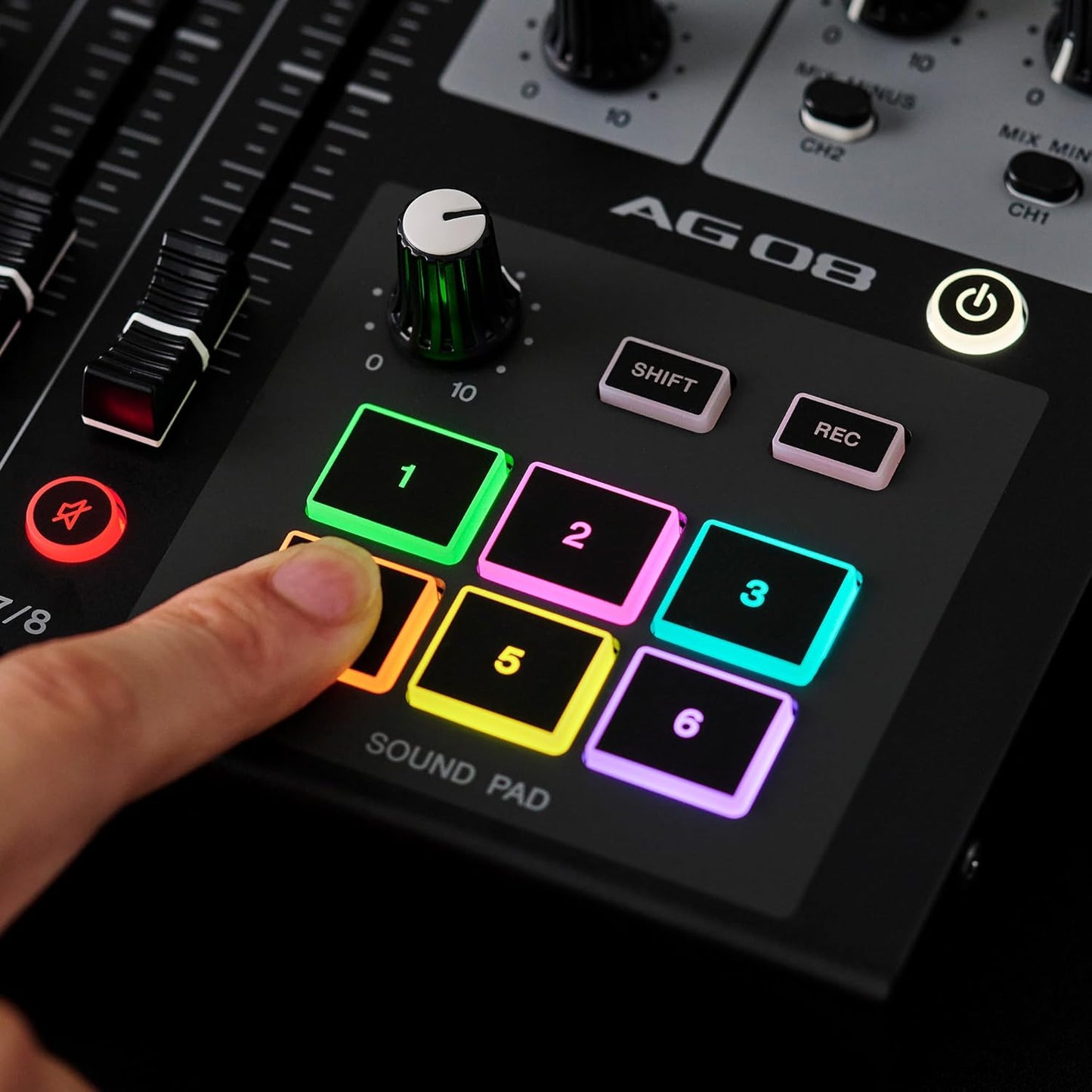 Yamaha AG08 Black 8-Channel Live Streaming Loopback Mixer/USB Interface with Steinberg Software Suite