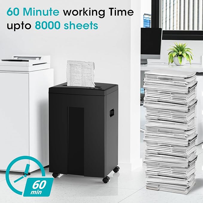 Wolverine 18-Sheet 60 Mins Running Time Cross Cut High Security Level P-4 Heavy Duty Paper/CD/Card Ultra Quiet Shredder for Home Office with 22-Litre Pullout Waste Bin SD9113(Black)