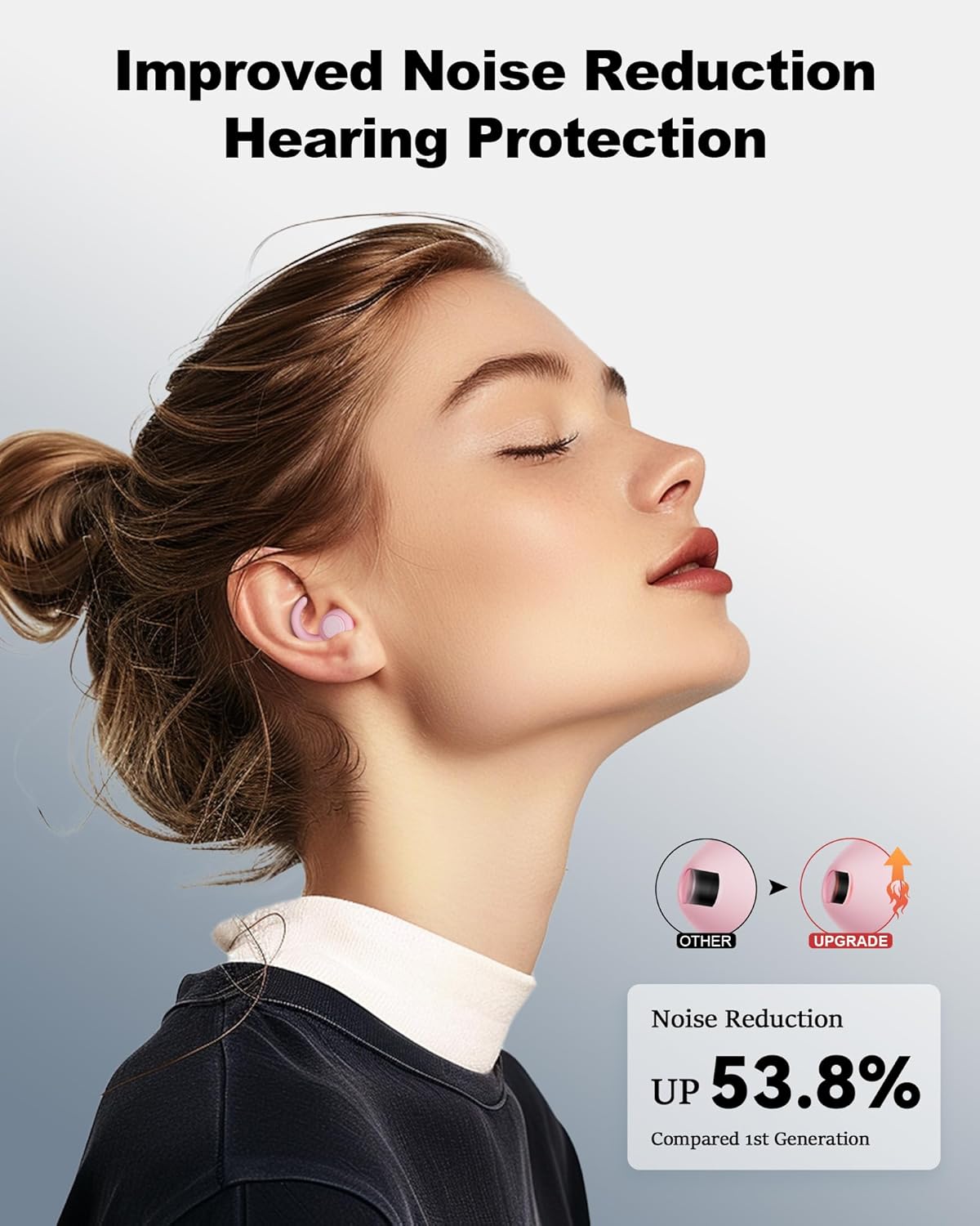 Ear Plugs for Sleeping - Noise Reduction Soft Silicone Earplugs, 2 Pairs Reusable Hearing Protection Earplugs for Noise Sensitivity, Sleep,Travel,Sound Reduction Noise Cancelling - Light Pink