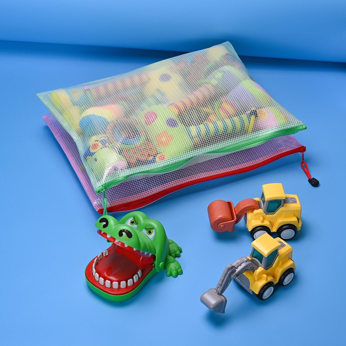 AUSTARK 20Pcs Board Games Storage Bags, PVC Mesh Zipper Pouches, Zippered File Bags, Plastic Waterproof Storage Bags for Office School Home Travel Cosmetic (B4 Size 15 x 11 Inches, Multicolored)