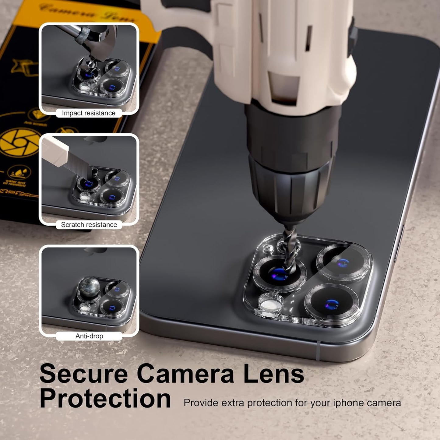 beuxece for 6 Pack iPhone 15 / iPhone 15 Plus Camera Lens Protector [Drop Protection] [Case Friendly] [Easy Installation] 9H Tempered Glass Camera Screen Protector Cover Accessories, CD Black