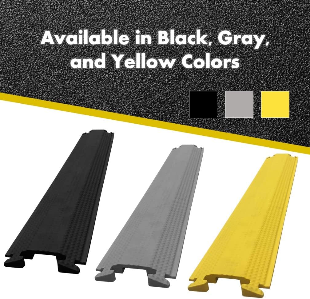 Kable Kontrol Drop Over Floor Cord Cover – 36” Inch Long 1 Channel Cable or Wire Protector – 280 Pcs Bulk Pack - Rubber Ramp for Indoor and Outdoor Use – Yellow
