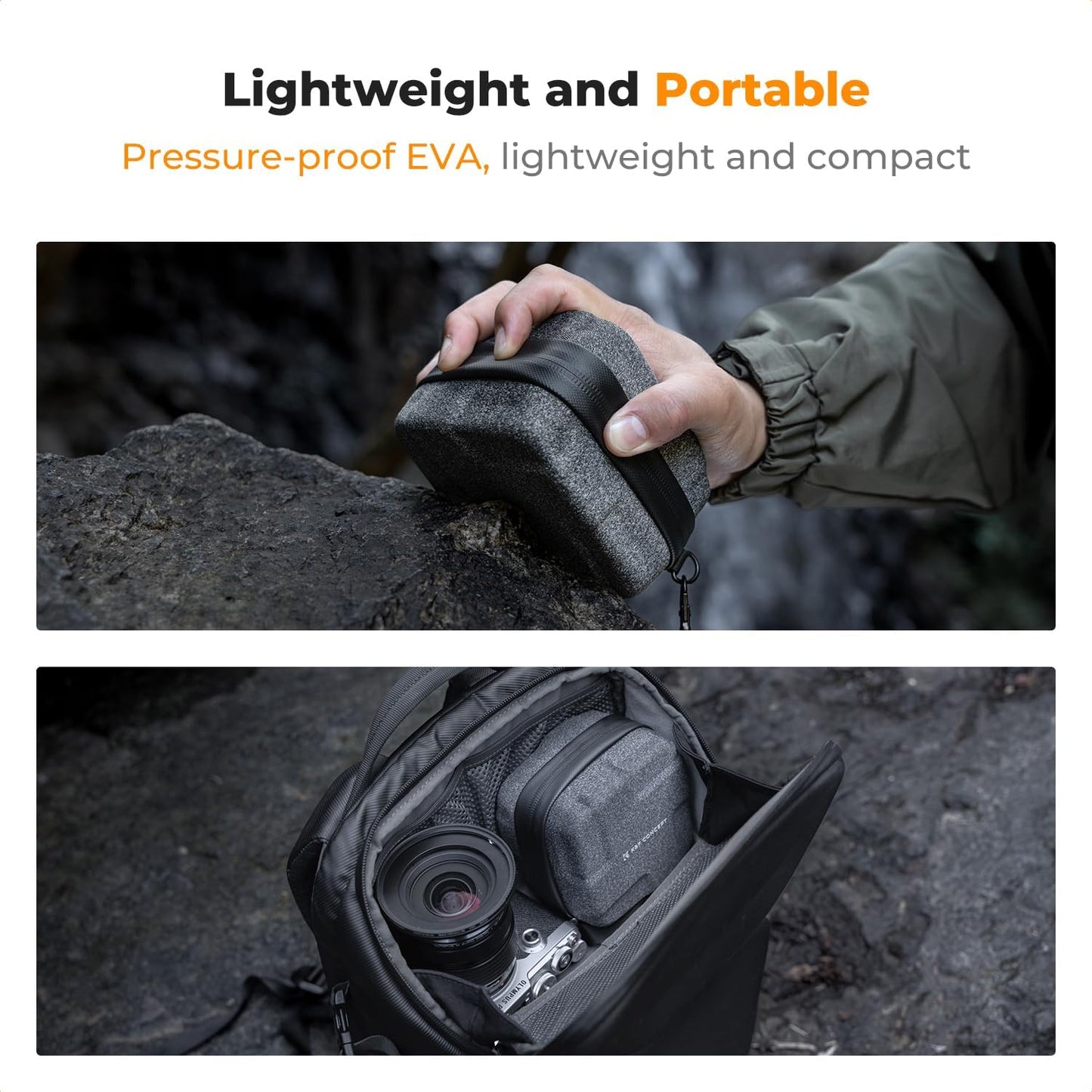 K&F Concept 10 in 1 Lens Filter Case, Hard Shell Camera Filter Pouch Up to 82mm with Hand Strap, Waterproof Camera Lens Filter Storage Wallet for ND UV CPL Filter Pouch