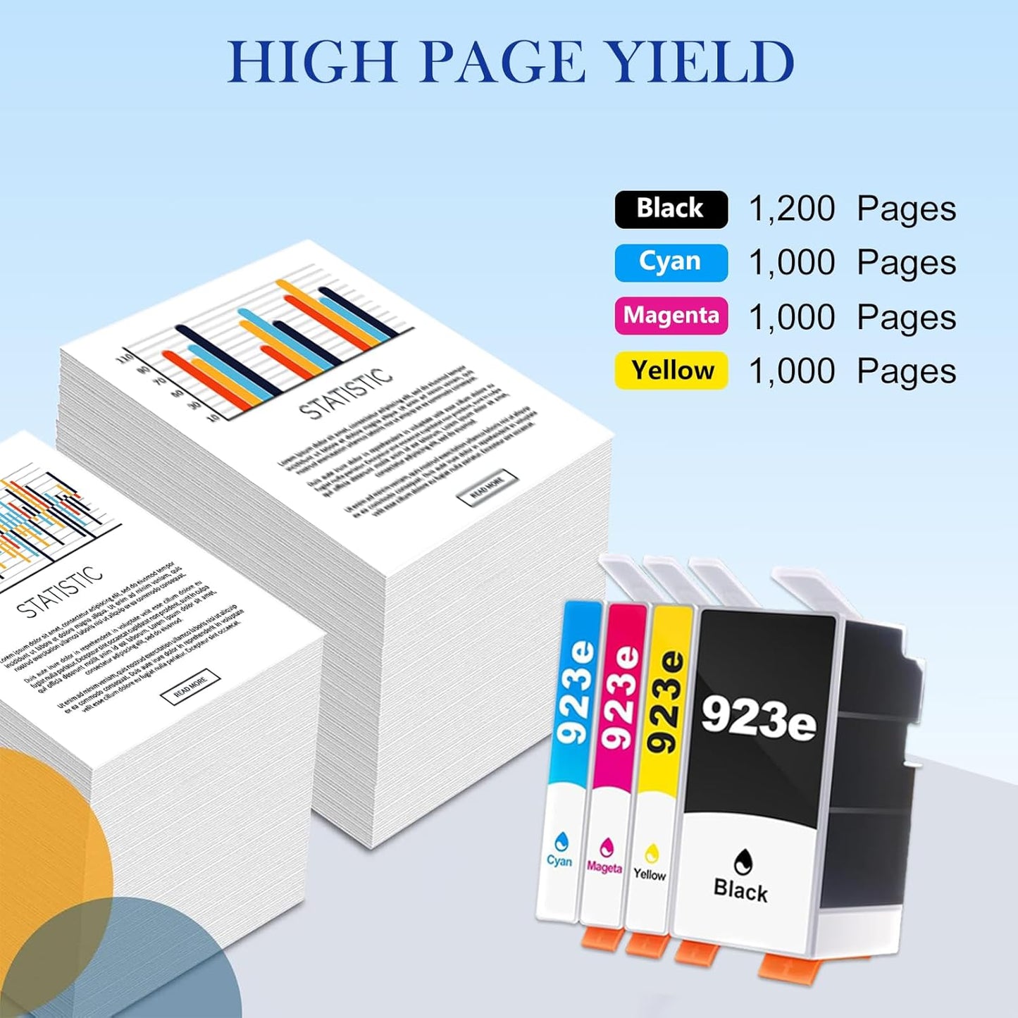 923e 923 Ink Cartridge (with Chip) 4-Pack Replacement for HP 923e 923 Ink Cartridge Compatible for OfficeJet Pro 8130 8135e 8138e 8139e 8120 8123 8122e OfficeJet Pro 8135e 8139e Printers (BKCMY)