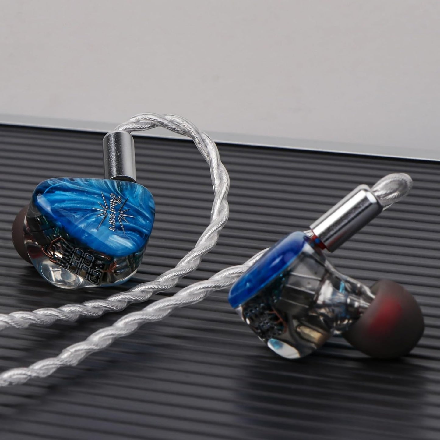 Kiwi Ears Orchestra Lite in Ear Monitor, Custom 8BA HiFi Earphone, Studio Monitor Headphone, Wired Earbuds with Detachable OFC Cable, Handcrafts Faceplate for Audiophile Musician (Blue)