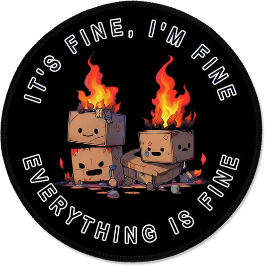 ITNRSIIET Round Mouse Pad with Stitched Edge Premium-Textured Waterproof Non-Slip Rubber Base Desktop Protection Mat Diameter 8.7 inches, Pretty Burning Box