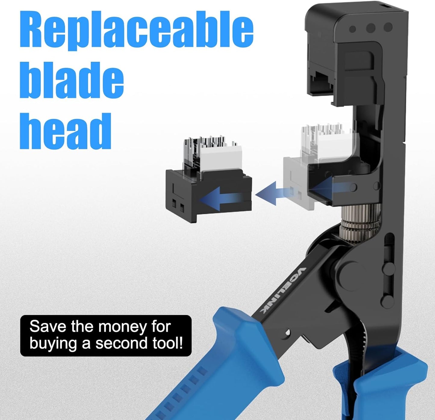 VCELINK Speed Termination Tool for VCE 90-Degree Keystone Jacks Punch Down Network Tool Kit with 20-Pack CAT6 Keystone Jacks UL-Listed Black, 25-Pack RJ45 Connectors, and 1-Pack Mini Wire Stripper
