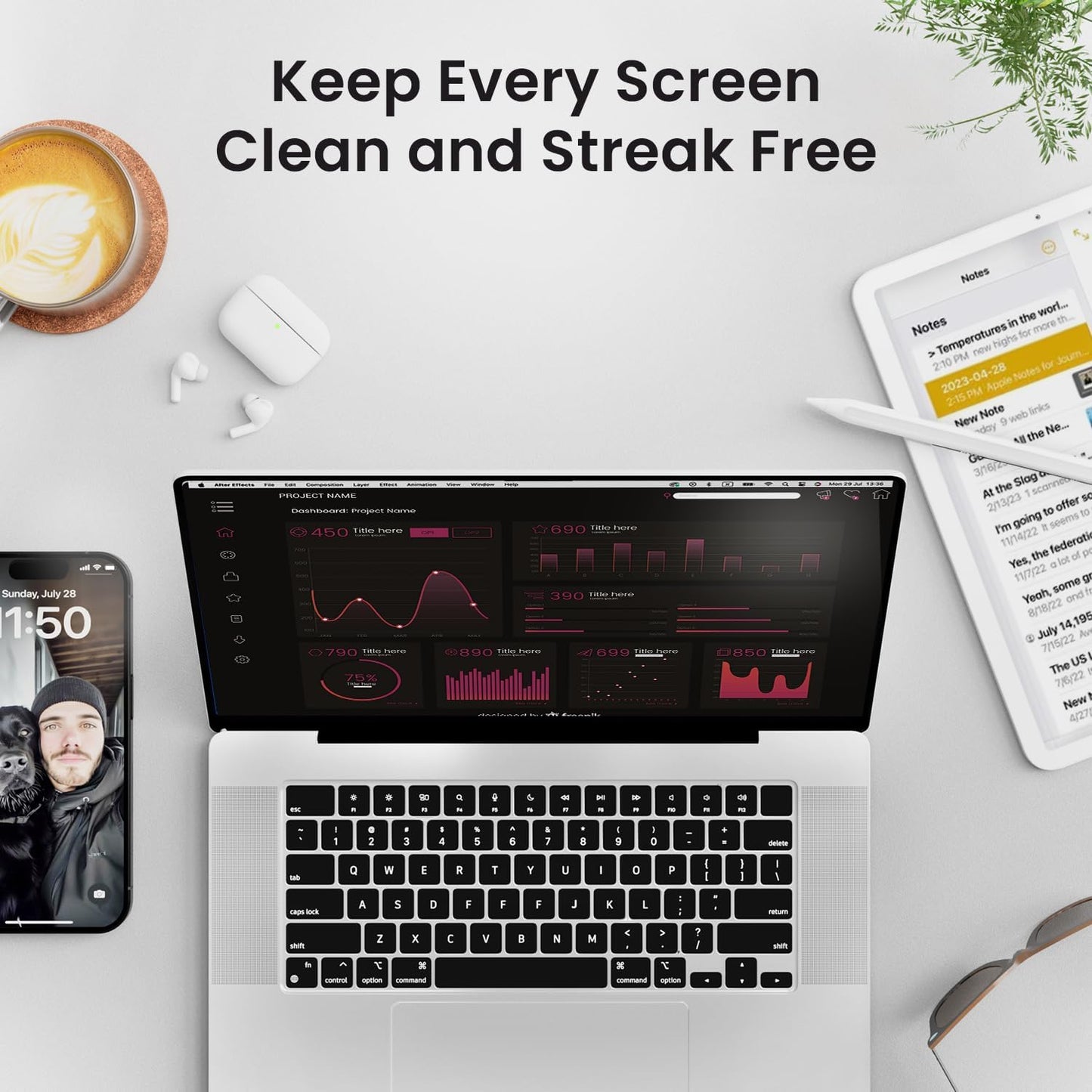 EVEO® Screen Cleaner Spray Kit (Streak-Free) TV Screen Cleaner for Smart TV, LCD, LED, OLED | Computer Screen Cleaner Spray and Wipe Microfiber Cloth - TV, Monitor, Laptop, iPad, Car - 6.7oz 1 Pack