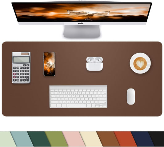 PULeather Non-Slip Desk Mat, Large Mouse Pad & Laptop Desk Pad - Waterproof Writing Pad for Office & Home (Brown, 35.4" x 17")