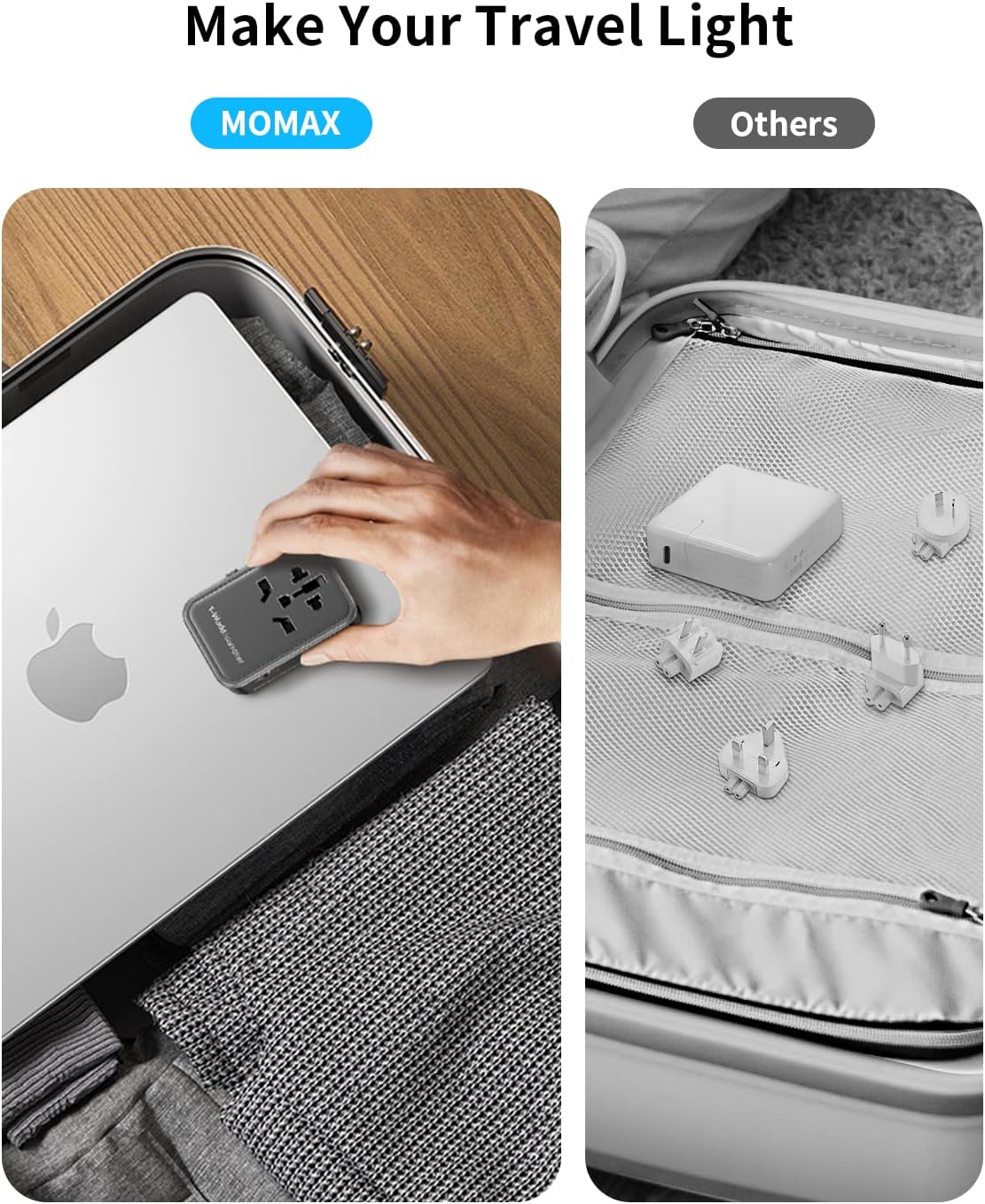 MOMAX Universal Travel Adapter, PD 35W Fast International Power Adapter, 3 USB C & 2 USB A, Worldwide Travel Plug Adapter, International Power Adapter for Europe, USA, Japan, Australia (Type C/A/G/I)