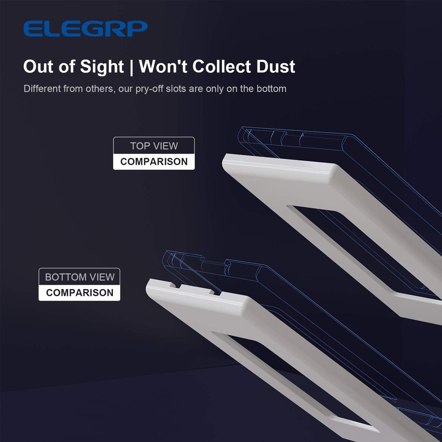 ELEGRP 1-Gang Screwless Decorator Wall Plates, Standard Size Unbreakable Thermoplastic Faceplate Cover for Decorator Receptacle Outlet Switch, UL Listed (50 Pack, Glossy White)