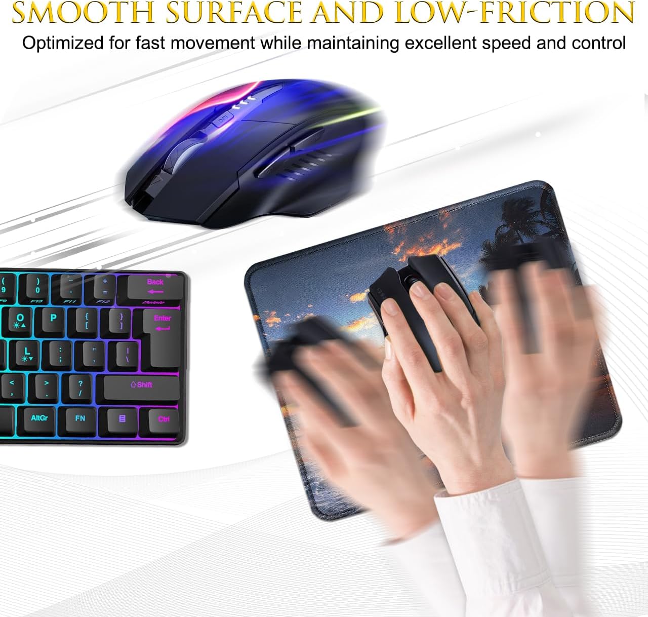 JIKIOU 3 Pack Mouse Pad with Stitched Edge, Comfortable Mouse Pads with Non-Slip Rubber Base, Washable Mousepads Bulk with Lycra Cloth, Mouse Pads for Computers Laptop Mouse 10.2x8.3x0.12in Sunset