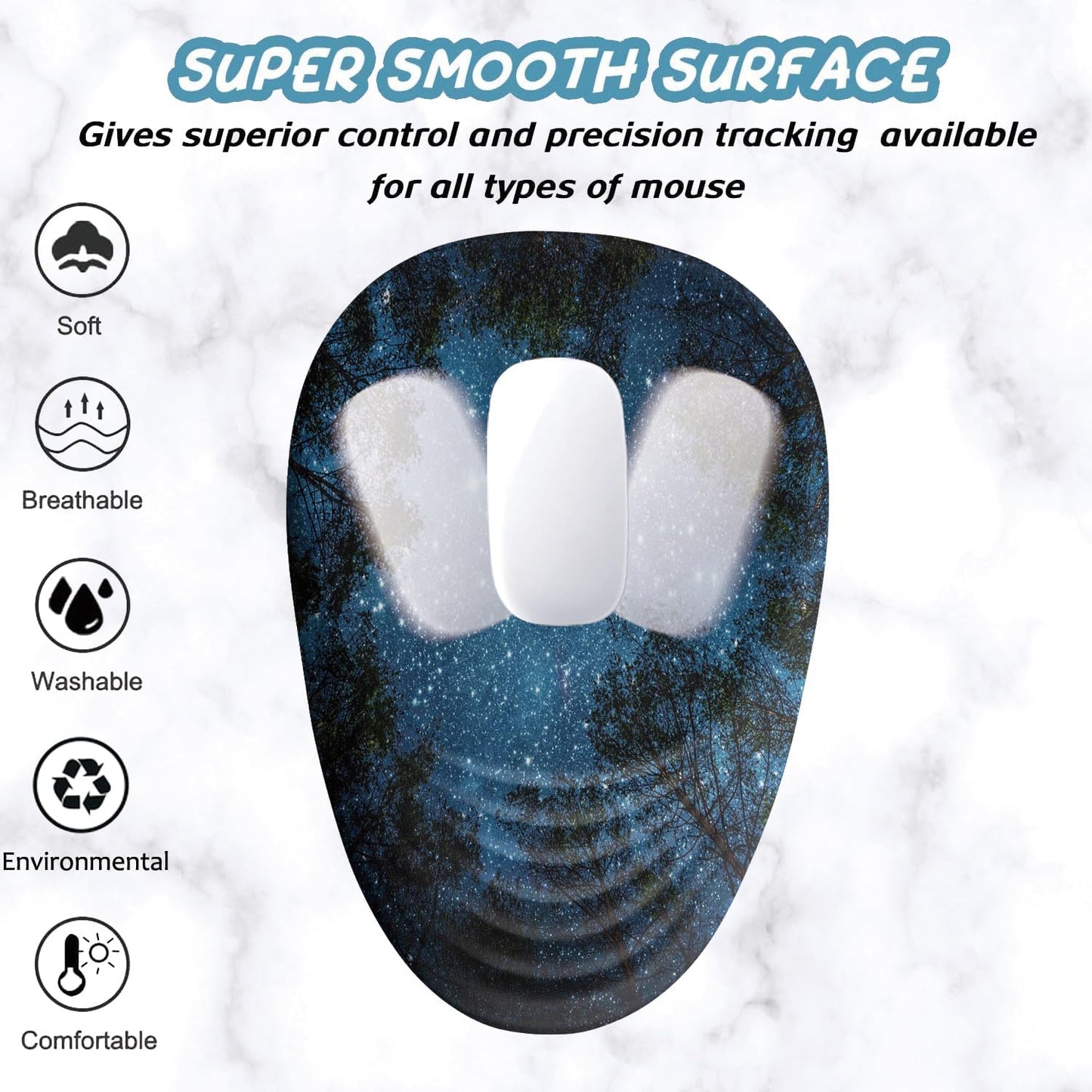 Mouse Pad Wrist Support, Ergonomic Mouse Pad with Wrist Rest, Memory Foam Massage Design & Non-Slip PU Base MousePads for Pain Relief, Desk, Office, Home, Blue Sky Tree