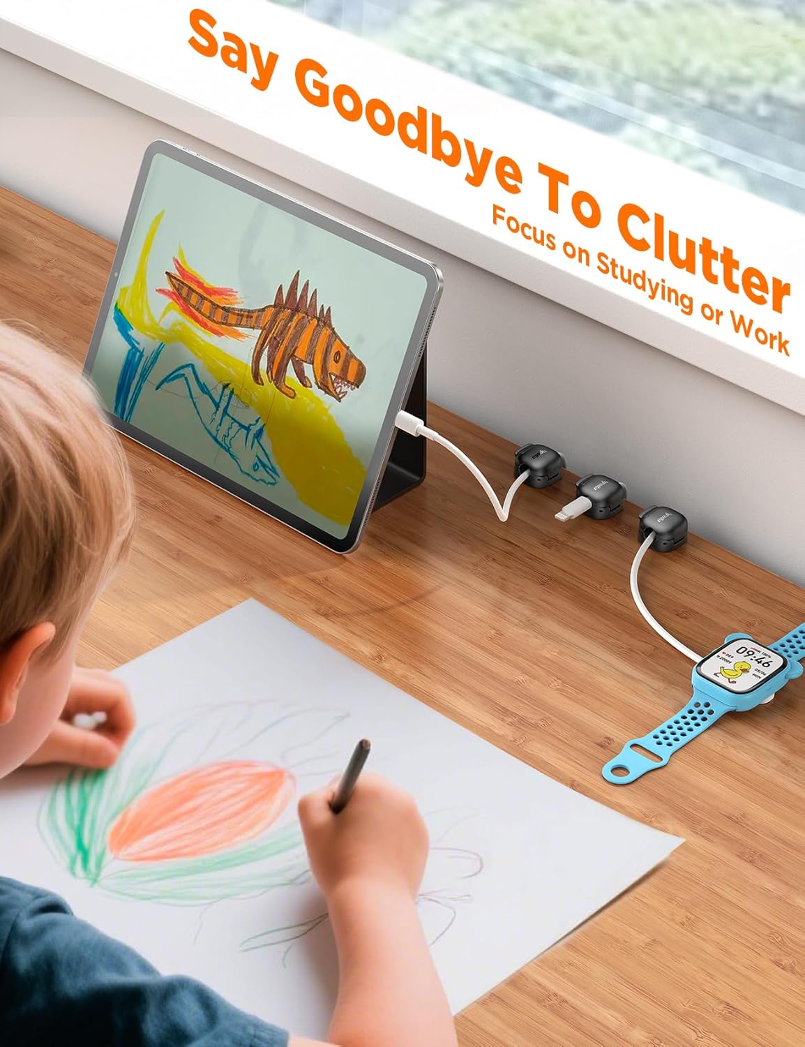 12Pack Cord Organizer - Chfeila [Dual Spring & Clasp Lock] Cable Management Clips, Adhesive Phone Charger Keeper, Compact Wire Holder for Nightstand/Car, Home Office Desk Accessories Decor Essentials