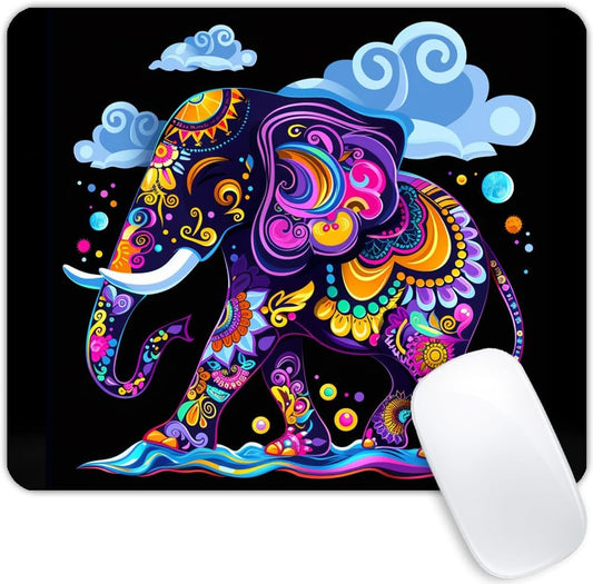 Square Mouse Pad Decorative Patterned Elephant-1,Gaming Mouse Pads for Desk,Soft Computer Waterproof Non-Slip Mouse Mat
