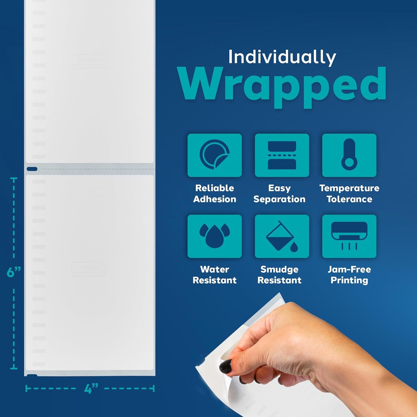 4x6 Thermal Labels Roll - Compatible with Dymo 4XL or Rollo 4x6, Perforated Strong Adhesive, Replaces Dymo 1744907, 250 Per Roll(10 Rolls | 2500 Labels)