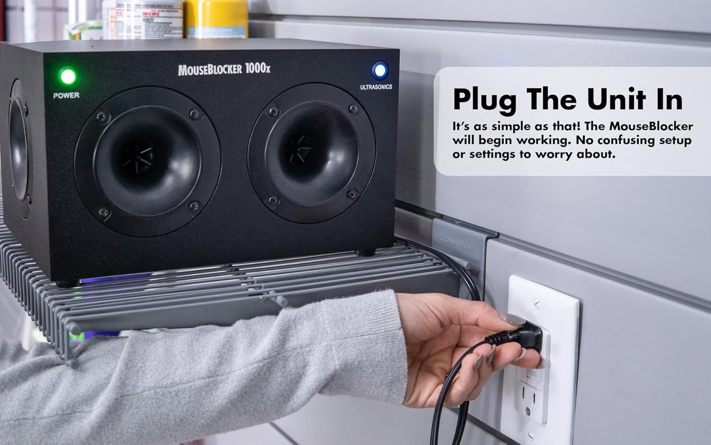 1000x Powerful Plug-in Ultrasonic Mouse and Rodent Deterrent for Buildings, Garages, Attics and More. Works with All Rodents. Ultrasonic Rodent Repeller, Band