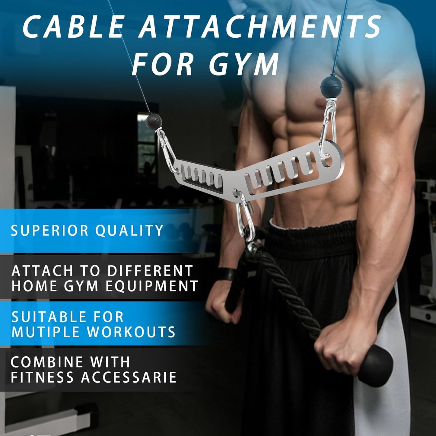 Double to Single Adaptor Plate for Cable Pulley Machines Durable Solid Stainless Steel with 3 Carabiners Suitable for Dual Cable Machines LAT Pulldown, Shoulder & Biceps Exercises