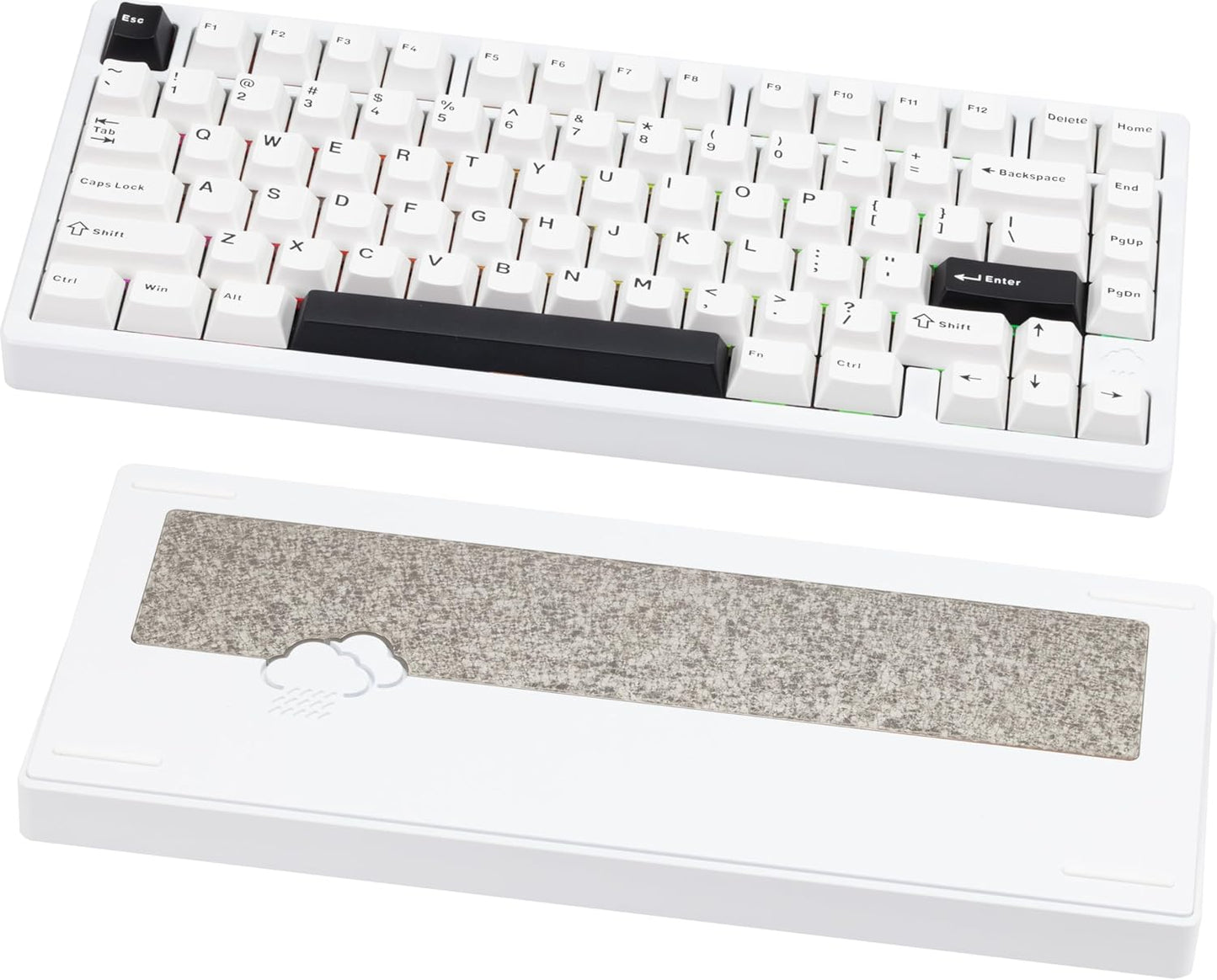 KEEBMONKEY WOBKEY Rainy 75 CNC Aluminum HMX/JWK/Cocoa Switches Triple-Mode Connectivity Mechanical Keyboard with Superior Acoustics, RGB/FR4/Silver SUS304/7000mAh/Cocoa Switch (Pro - Luna)