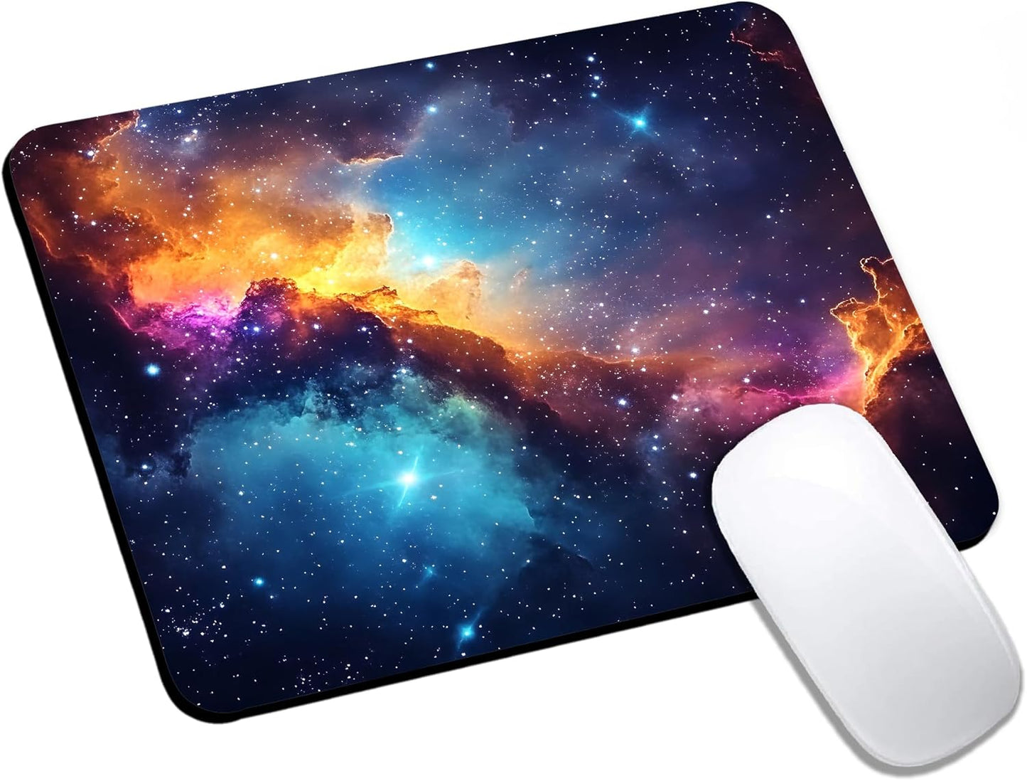 Mouse Pad, Glitter Blue Nebula Galaxy Mouse Pads for Desk, 9.5" x 7.9" Non-Slip Rubber Base Computer Mousepad with Women, Portable Square Design for Wireless Mouse and Pad Laptop Office & Travel