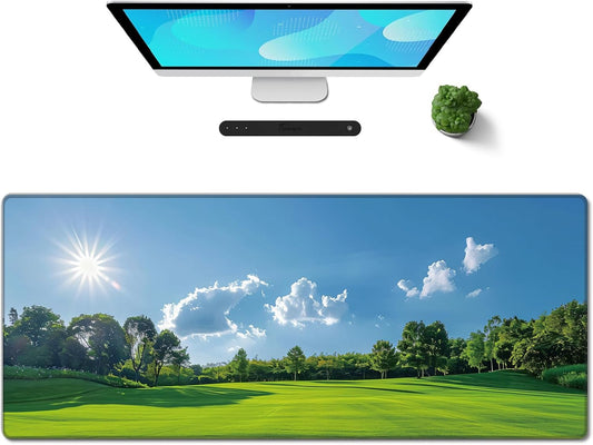 Galdas Gaming Mouse Pad XXL XL Large Long Extended Big Mousepad Non-Slip Rubber Keyboard Mouse Pad with Stitched Edges for Laptop Home Office (31.5x11.8x0.08 Inch) … (Grass)