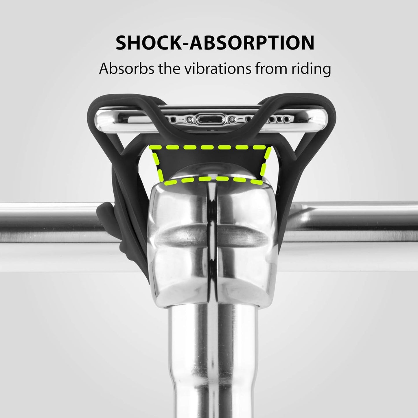 BONE】 Bike Tie Pro 4 Bike Phone Mount Bicycle Phone Holder for Stem Mounting 4.7"-7.2" Cell Phones, Ultra Light Phone Mount for Bike Motorcycle, Designed for Road Bicycle Accessories - Black