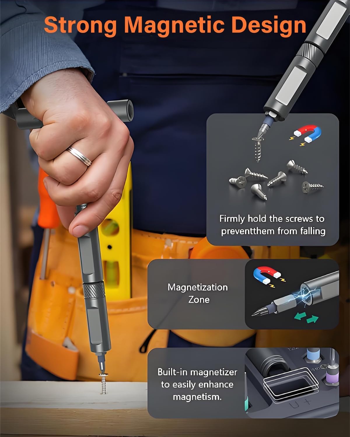 42 in 1 Magnetic Screwdriver, Screwdriver Set, Multi Bit Ratcheting Screwdriver Set with Storage Case Repair Tool Kit for Computer, Eyeglass, Bicycles, Watch, Ring Doorbell, Furniture and DIY (Orange)