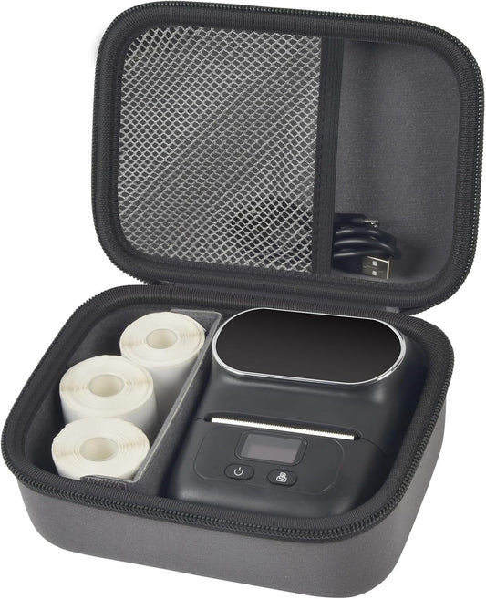 Case Compatible with Phomemo M110 Label Maker - Portable Mini Bluetooth Thermal Label Maker Carrying Storage Bag for Printer Labels, USB Cable and Accessories Black (Box Only)-Grey