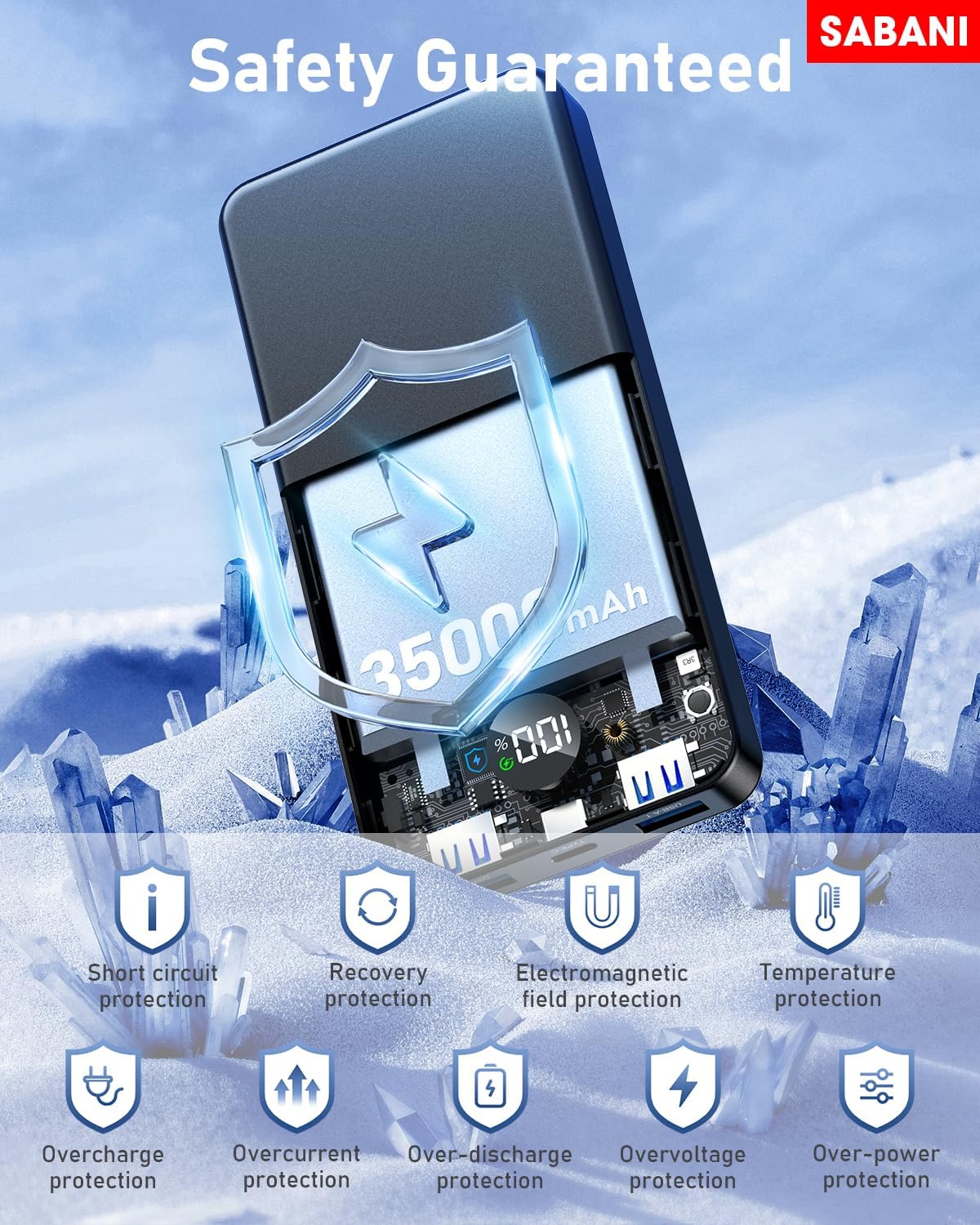 Portable Charger 35000mAh Power Bank - Powerbank with 4 Built in Cables, 22.5W Fast Charging Travel Camping Essential Battery Pack Compatible with iPhone 16 15 14 13 Samsung Google etc, 1 Pack