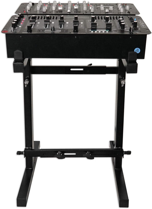 Rockville RXS20 Portable Mixer Stand 300 lbs Capacity, Adjustable Height 24-36in, Adjustable Width 13.8-23.6in, Collapsible, Padded Platform, Perfect for DJs and Musicians