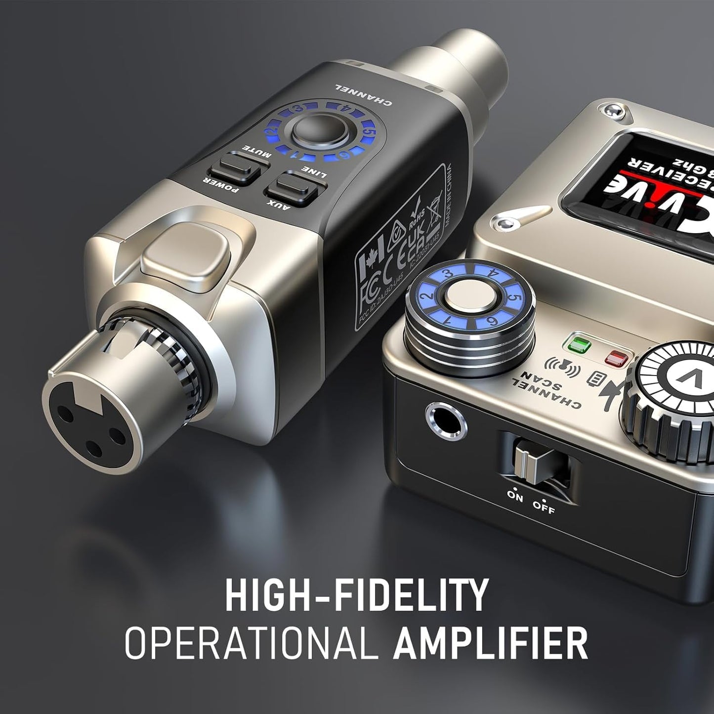 Xvive U45R4 Wireless in Ear Monitor System 5.8ghz IEM System 1 Transmitter and 4 Bodypack Receiver for Studio, Band Rehearsal, Live Performance, Channel Scan Mode