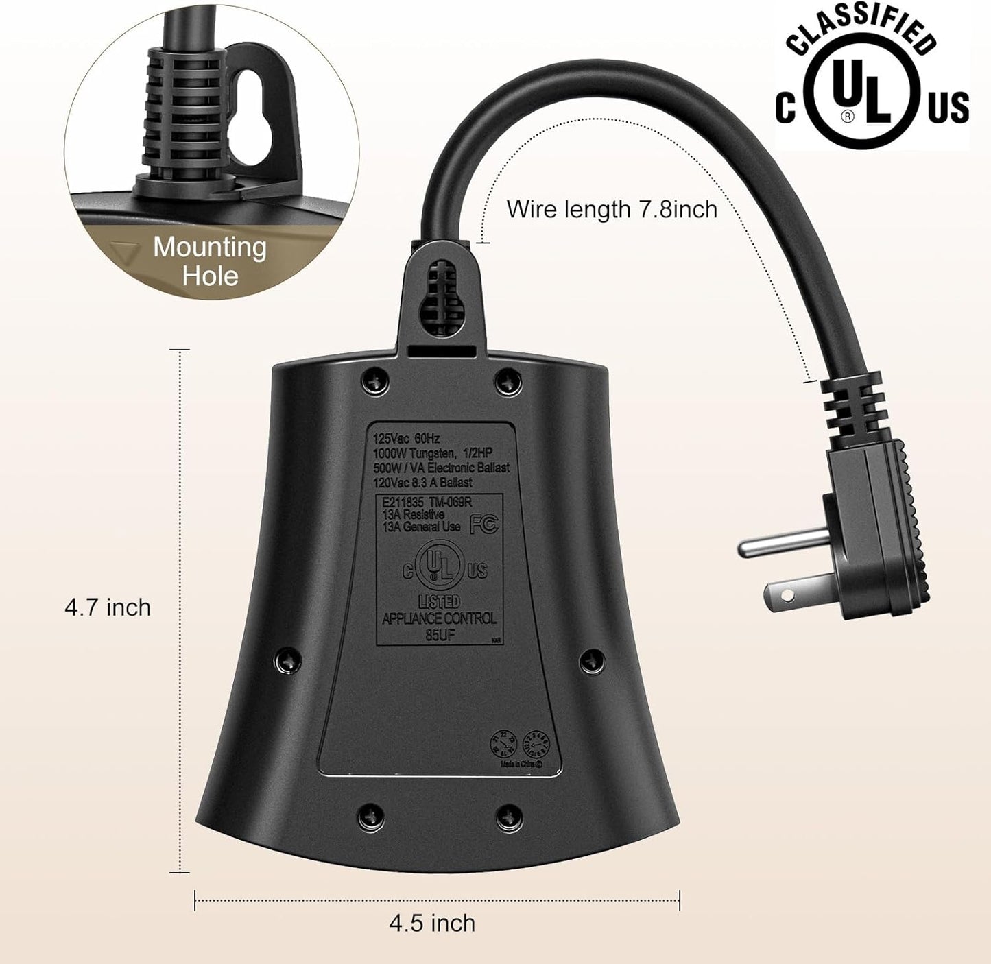 Lights Plug Timer Outdoor, Dusk to Dawn Electrical Timer Switch with Remote, Waterproof 3 Grounded Electrical Outlets for Halloween Christmas, 2PCS