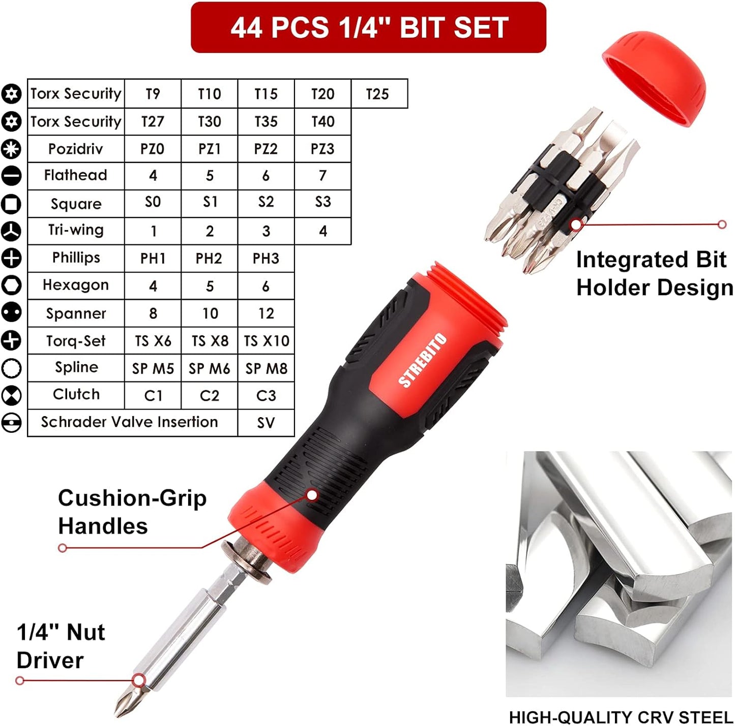 STREBITO Precision Screwdriver Set 191-Piece Multi-Bit Screwdriver 1/4 Inch Nut Driver Home Improvement Tool Electronic Repair Kit for Computer, iPhone, Laptop, PC, Cell Phone, PS4, Xbox, Nintendo