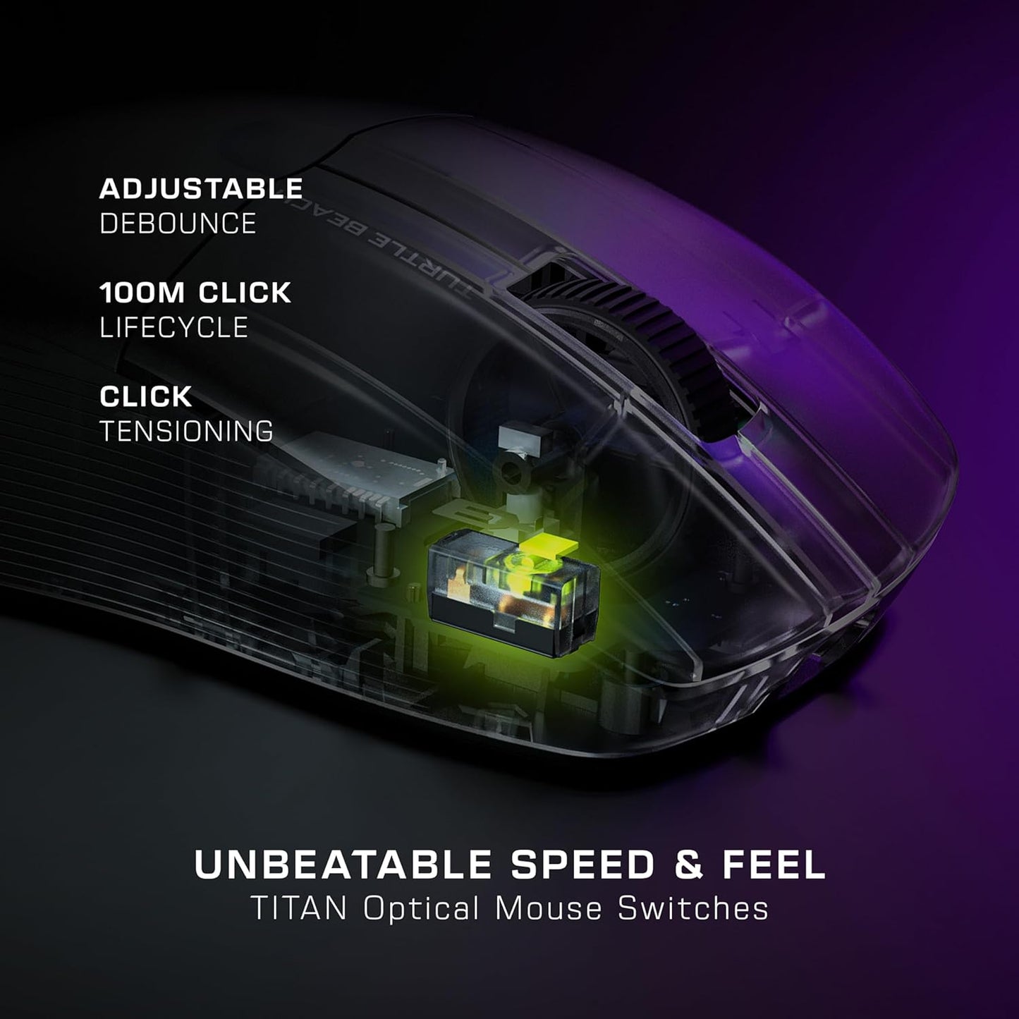 Turtle Beach Pure Air - Ultra-Light Wireless Ergonomic RGB Gaming Mouse, 26K DPI Optical Sensor, 125 Hour Battery, Dual Wireless System, Titan Optical Switches, Bluetooth, RGB Illumination - Black