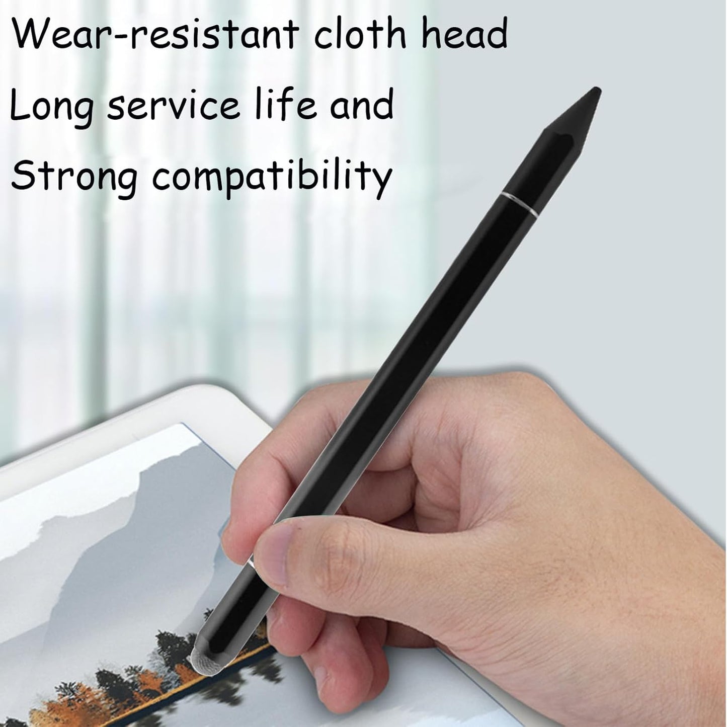 Stylus Pens for iPad, Luntak 3 in 1 Ballpoint Pen, Fiber Tip & Clear Disc Capacitive Stylus iPad Pencil for Apple iPhone/iPad Pro/Mini/Air/Android/Microsoft/Surface All Capacitive Touchscreen - Black