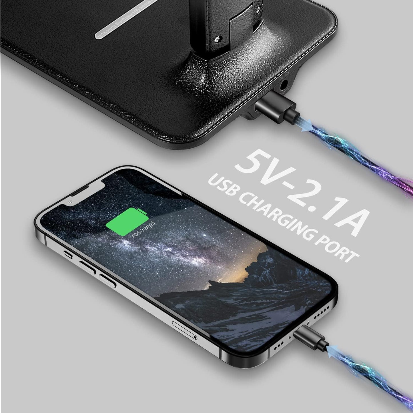 Desk lamp,LED Lamp with Wireless Charger,USB Charger Port,Touch Control,3 Color Modes,5 Brightness Levels,Eye-Protecting Table Lamp,Led Lights for Bedroom,Home,Office,Black