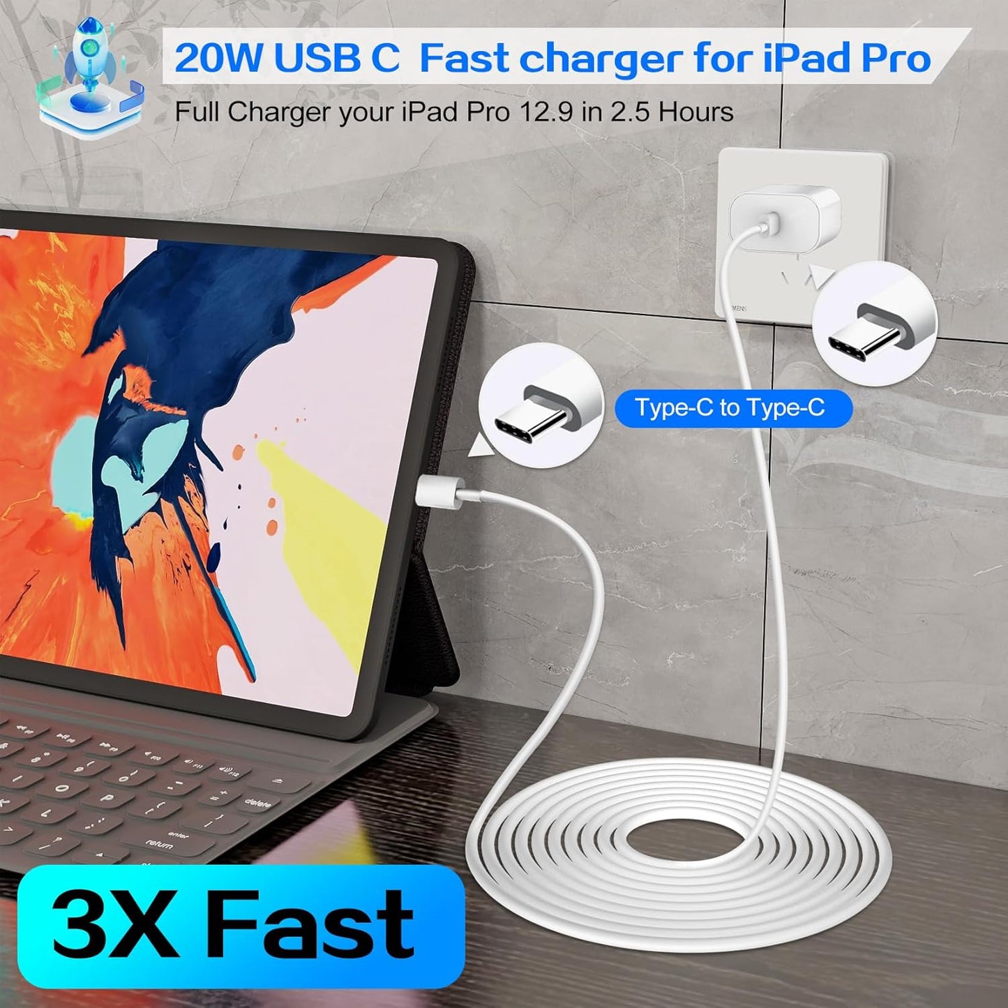 iPhone 16 Pro Charger Fast Charging 20W USB C Charger Block,2Pack Quick Type C Chargers with 6FT USB C Charging Cable Cord for iPhone 16 Pro Max/16 Pro/16e/16/iPhone 15 Pro Max/15 Pro/15 Plus,iPad Pro