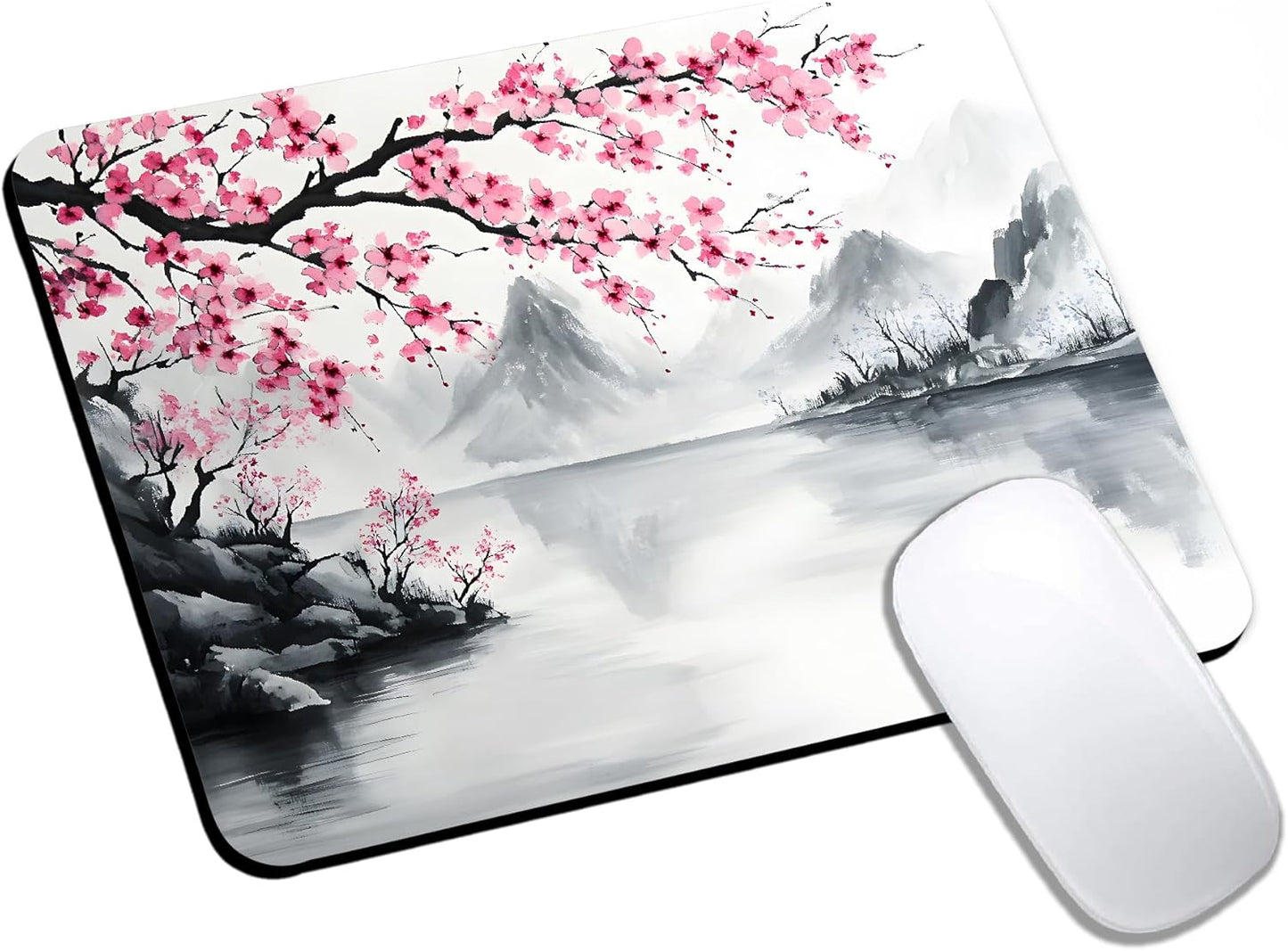 Mouse Pad, Cute Japanese Cherry Blossom Mouse Pads for Desk, 9.5" x 7.9" Non-Slip Rubber Base Computer Mousepad with Women, Portable Square Design for Wireless Mouse and Pad Laptop Office & Travel