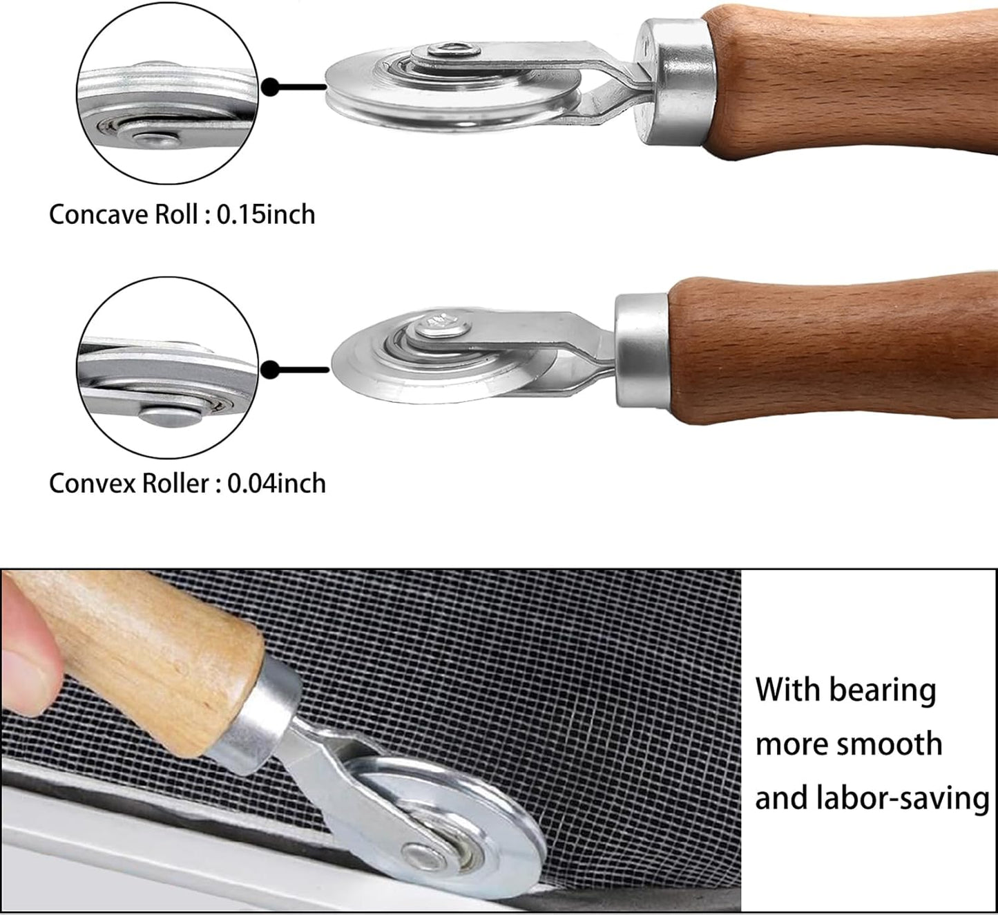 BAYTORY Window Screen Repair Kit, Steel Roller Tool with Bearing, Spline Removal Hook and 32ft Retainer Spline Replacement for Installing Door Mesh Screens