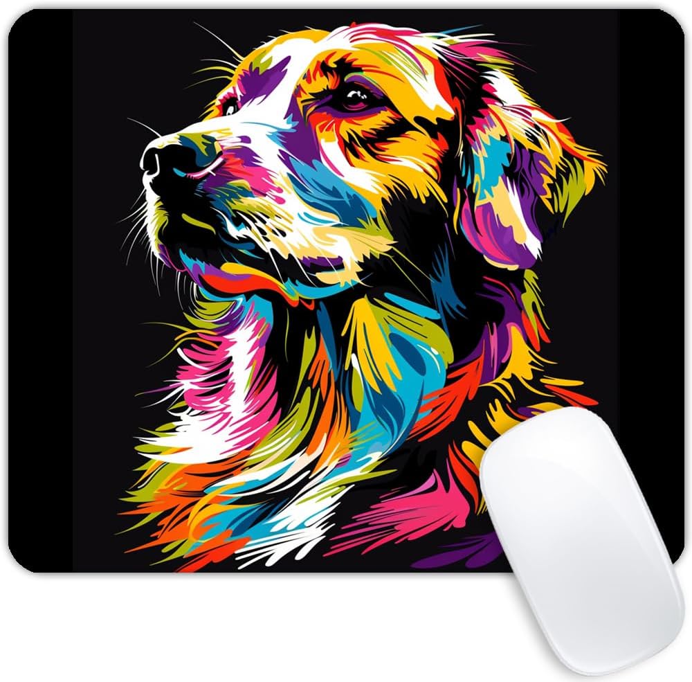 Square Mouse Pad Colorful Dog Portrait-1,Gaming Mouse Pads for Desk,Soft Computer Waterproof Non-Slip Mouse Mat