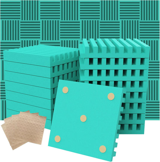 Sound Proof Foam Panels for Walls，1" X 12" X 12" Acoustic Foam Panels Insulation Studio Soundproofing Fire Resistant Noise Absorbing for Studio, Office, Home Blue(DK-L 12" X 12" X 1", 48PACK)