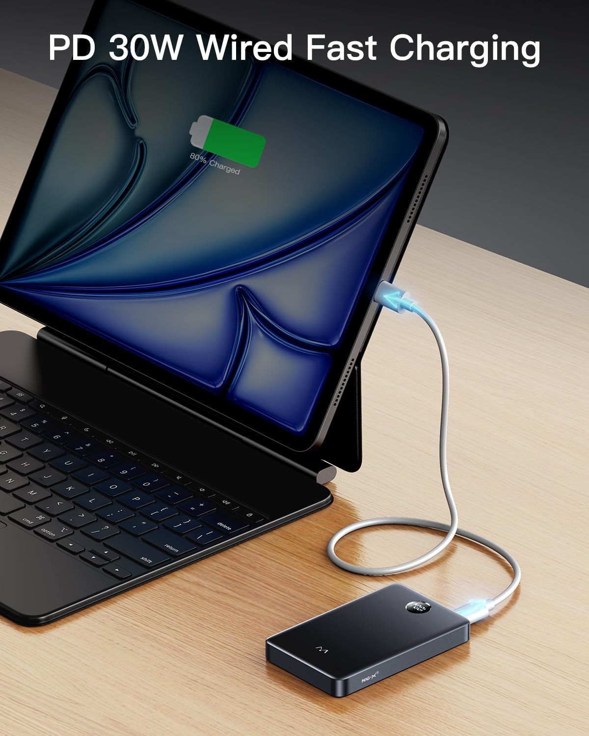 iWALK Magnetic Portable Charger, Qi2 Certified 15W Magnetic Power Bank with LED Display, 30W PD Fast Charging, 10,000mAh Battery Pack, Ergonomic Design, for iPhone 16/15/14/13/12 Series Gray