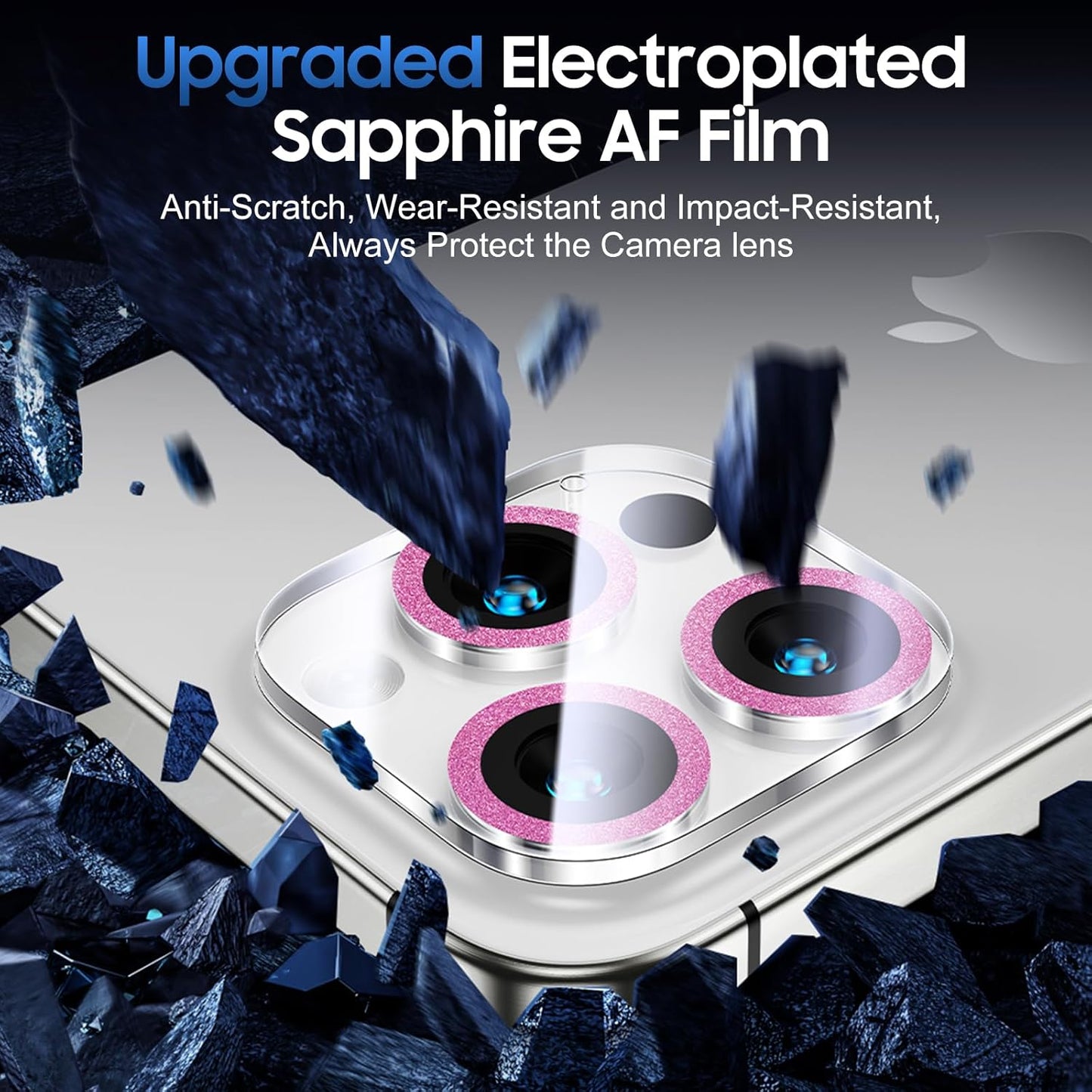 UniqueMe for 3 Pack iPhone 15 Pro/iPhone 15 Pro Max Camera Lens Protector, [Drop Protection] [Case Friendly] 9H Tempered Glass Camera Cover Screen [Update New Version] - Bright Purple