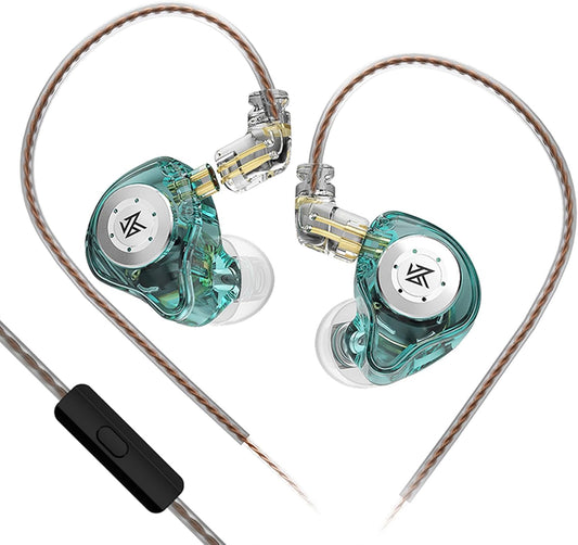 keephifi KZ EDX Pro in Ear Monitors KZ IEM Earphones with Microphone, Dual DD HiFi Stereo Sound Wired Earphones Noise Cancelling Earbuds (Cyan, with Mic)