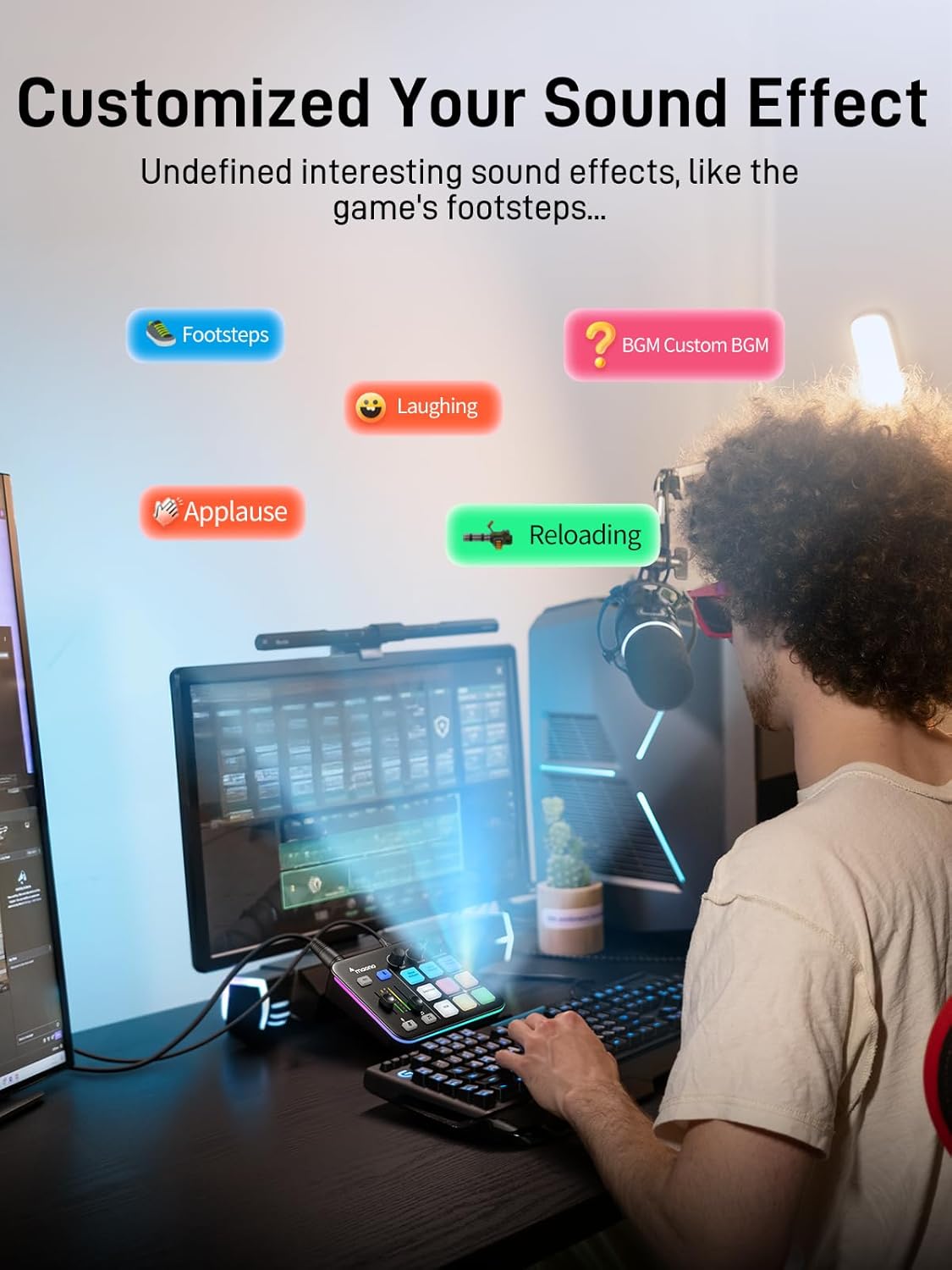 MAONO Gaming Streaming Equipment Bundle: Audio Interface Mixer and XLR Dynamic Mic RGB Noise Reduction Live Streaming Podcasting MaonoCaster PD200XS&G1 NEO