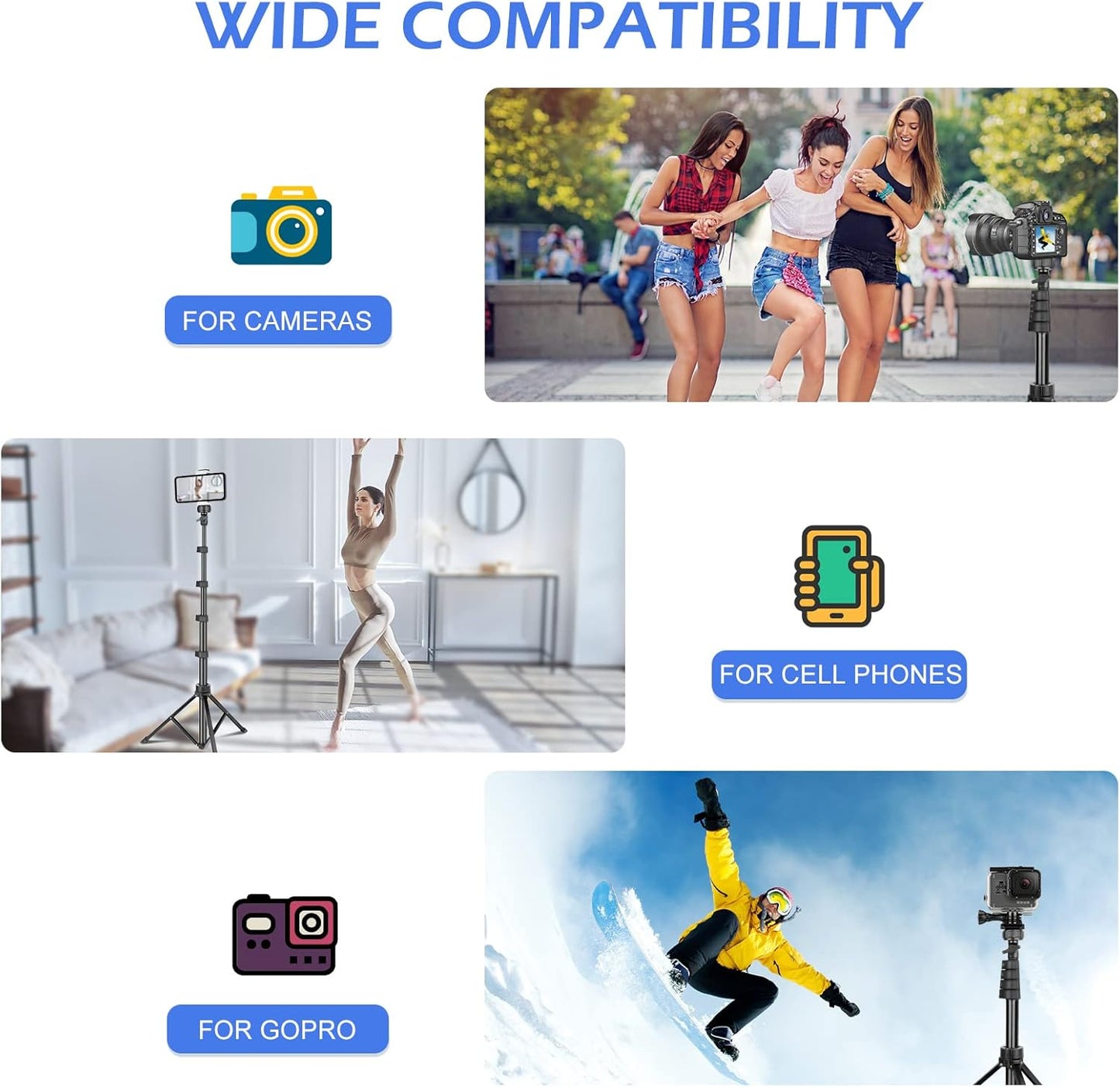 Sensyne 67" Phone-Tripod, Extendable Cell Phone Tripod Stand & Selfie Stick with Wireless Remote and Phone Holder, Compatible with iPhone Android Phone, Camera