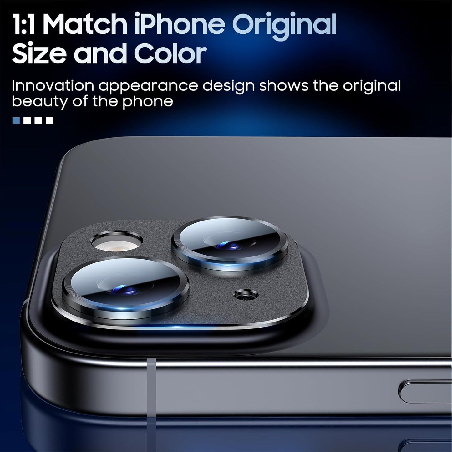 Uyiton for iPhone 15/iPhone 15 Plus Camera Lens Protector, [Not Easy to Break][Strong Adsorption][Case-Friendly] Metal Tempered Glass Rear Camera Screen Cover - Black